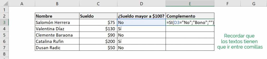 Excel función SI Y combinar 2 condiciones explicación ejemplo bono