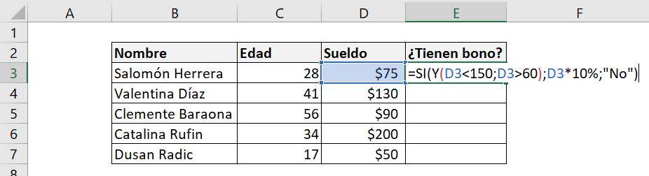 Excel función SI Y combinar 2 condiciones ejemplo tip ninja