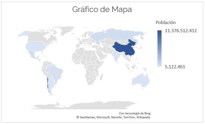 Cómo insertar un mapa en Excel con el gráfico de mapa